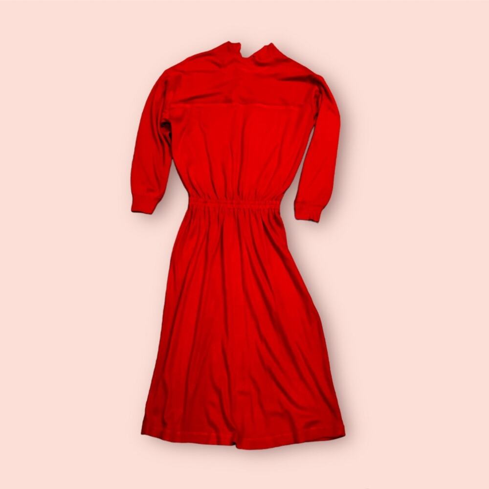 Vintage 80s Vibrant Red Knit Dress - Picture 5 of 10